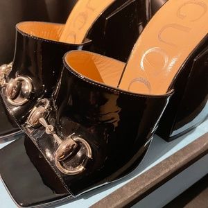 Gucci Patent Chunky Mules size 34